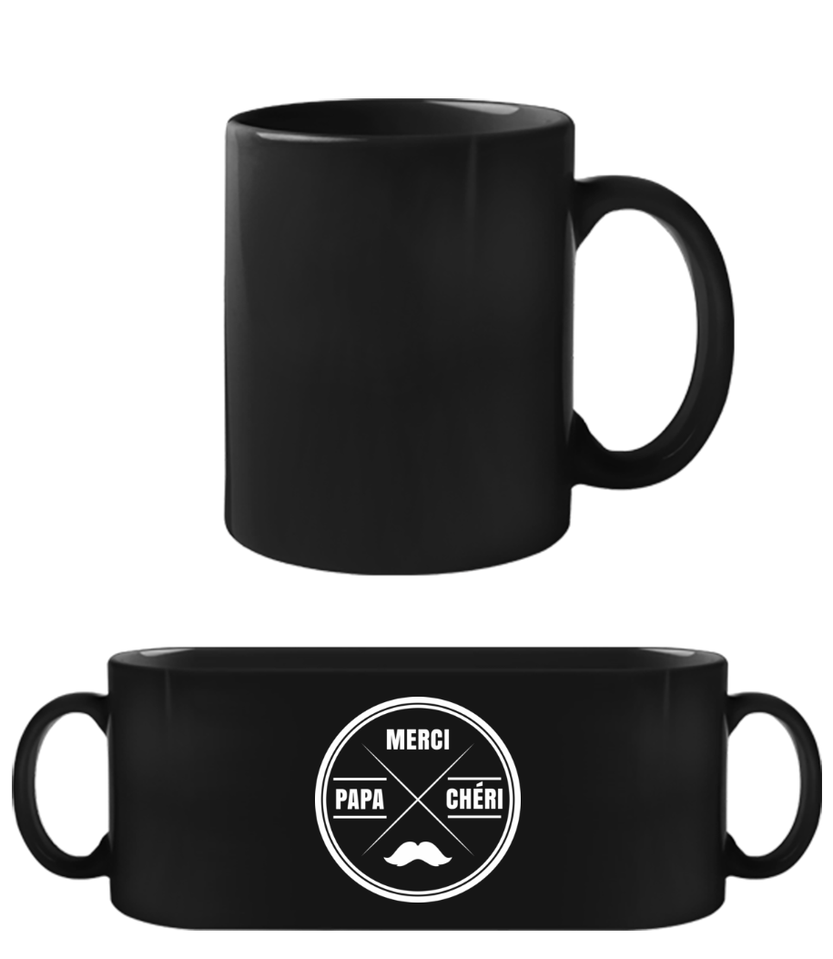 Aperçu: Mercie Papa Chéri - Tasse Noire - Noir - Devant