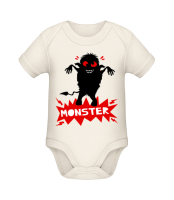 Monster - Organic Baby Body - Cream - Front Monster - Organic Baby Body - Cream - Front