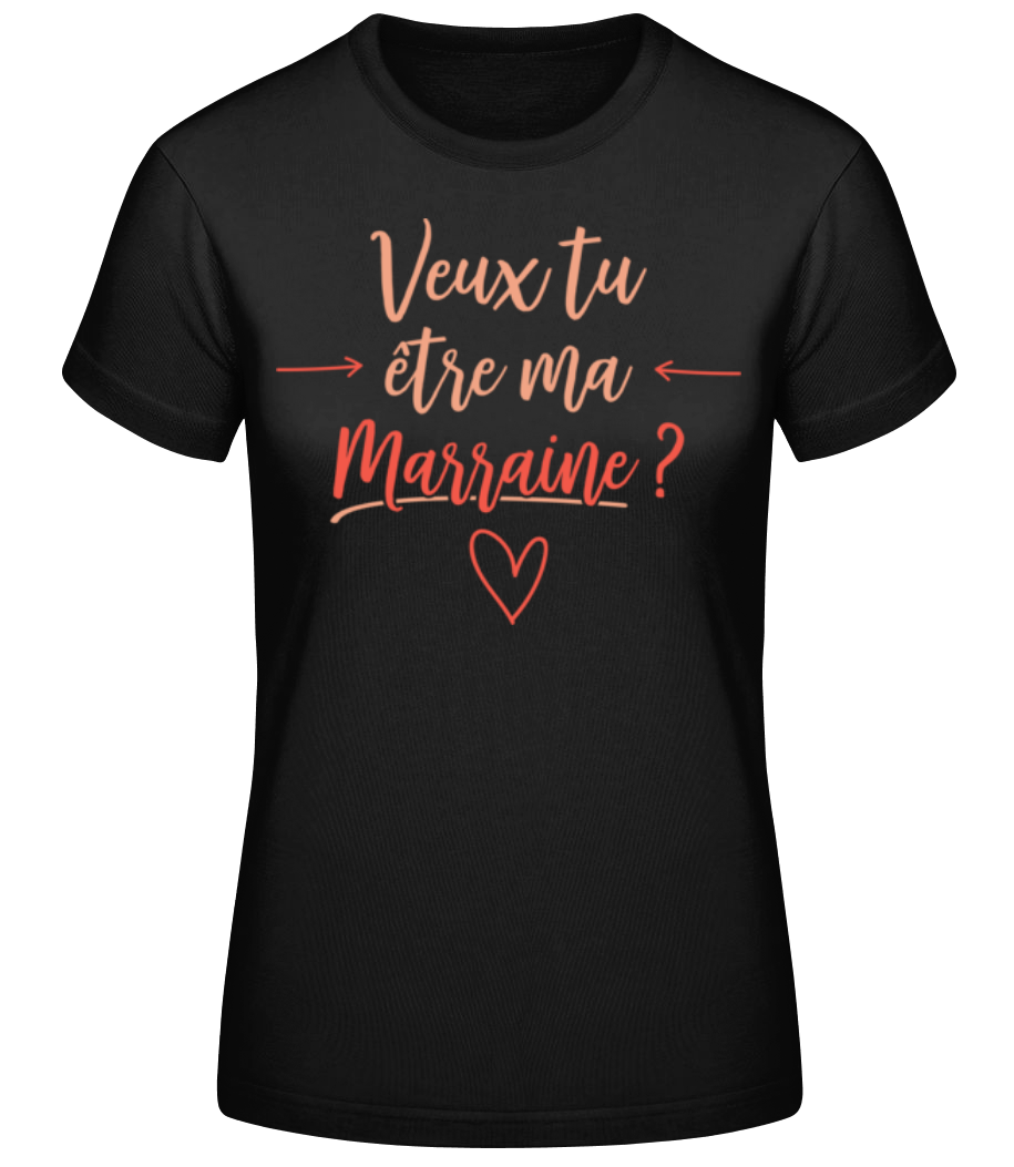 Aperçu: Veux Tu Être Ma Marraine - T-shirt standard Femme - Noir - Devant