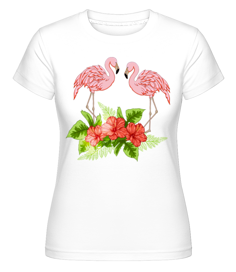 Aperçu: Flamingos In Paradise -  T-shirt Shirtinator femme - Blanc - Devant