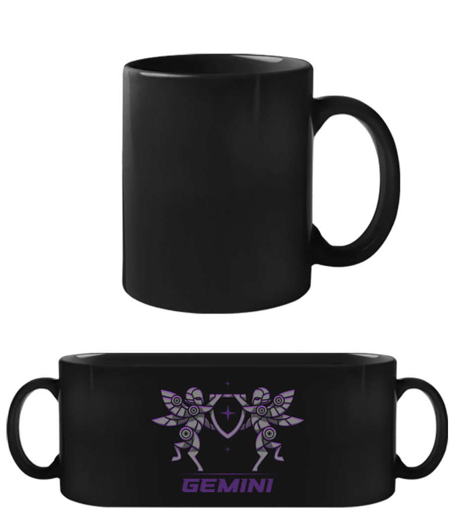 Mecha Robotic Zodiac Sign Gemini - Tasse Noire - Noir - Devant