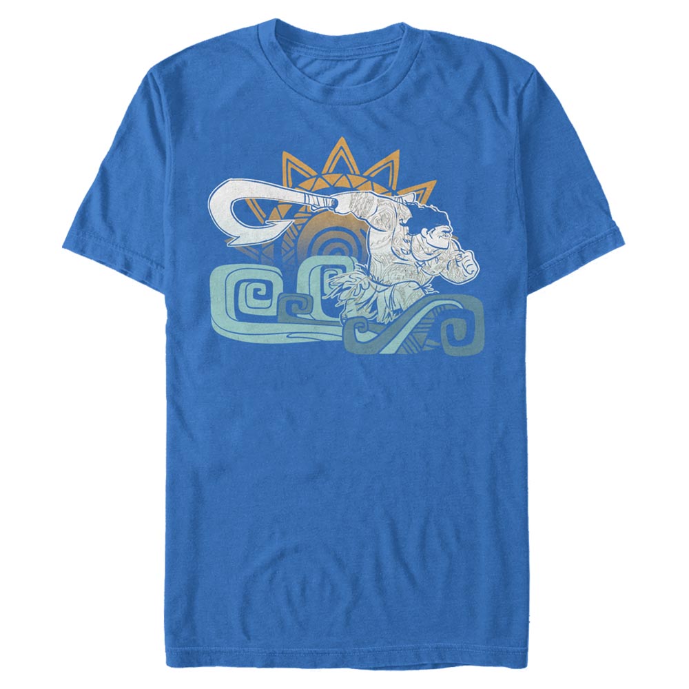 Aperçu: Pixar - Vaiana : La Légende du bout du monde - Maui Hooker - Homme T-shirt - Bleu royal - Devant