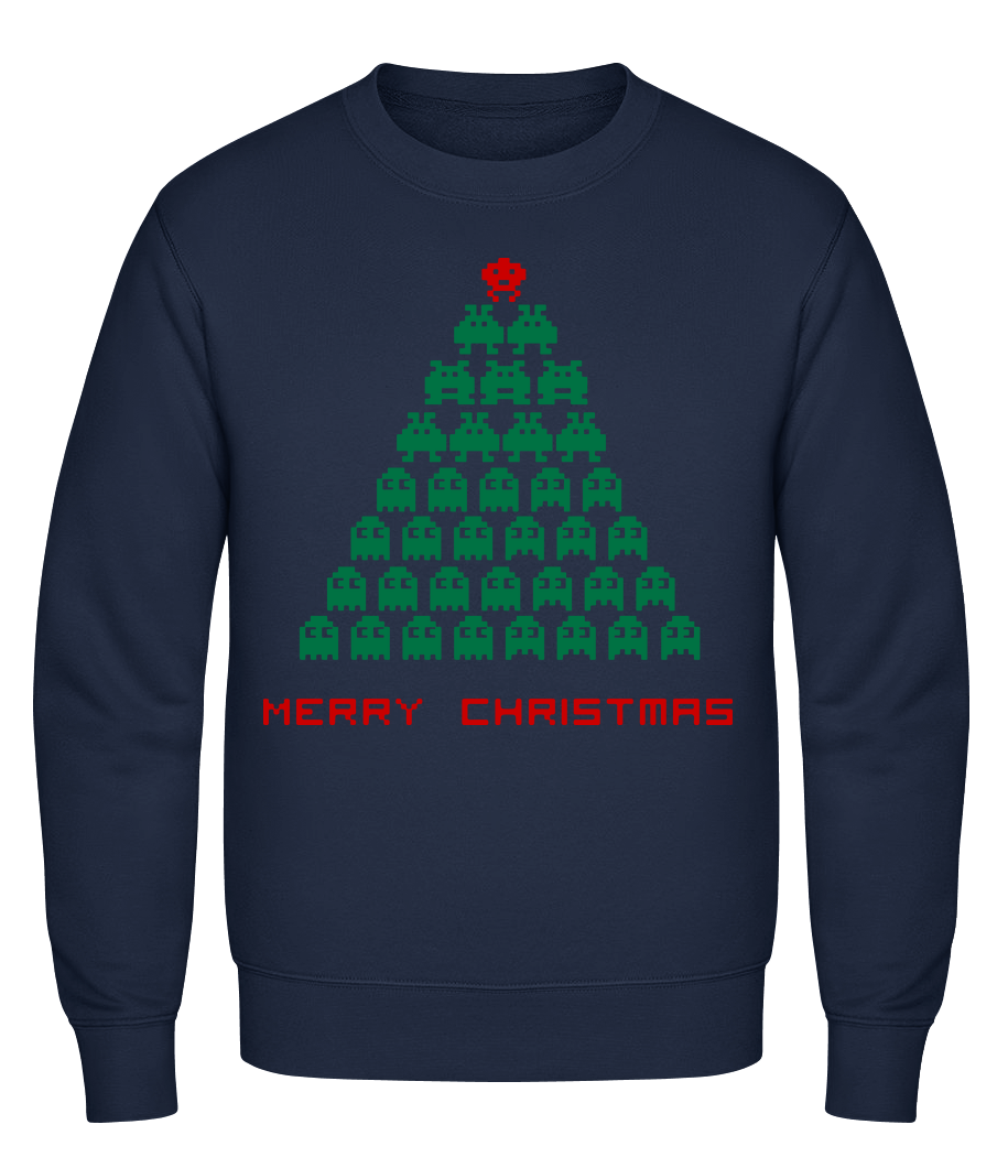 Aperçu: Merry Christmas Pixel Monster - Sweatshirt Homme - Bleu marine - Vorn