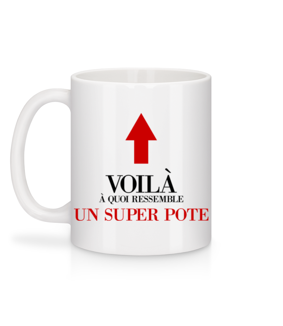 Aperçu: Voilà Un Super Pote - Mug en céramique blanc - Blanc - Derrière