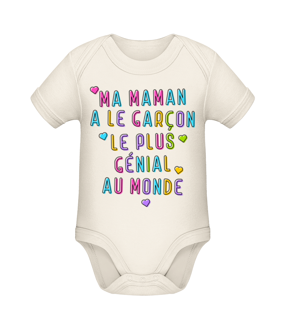 Ma Maman A Le Garçon - Body manches courtes bio - Crème - Devant