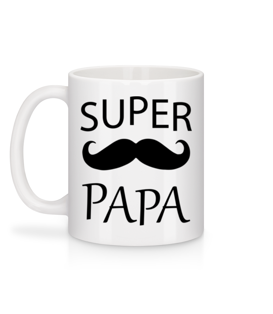 Aperçu: Super Papa Mustache - Mug en céramique blanc - Blanc - Derrière