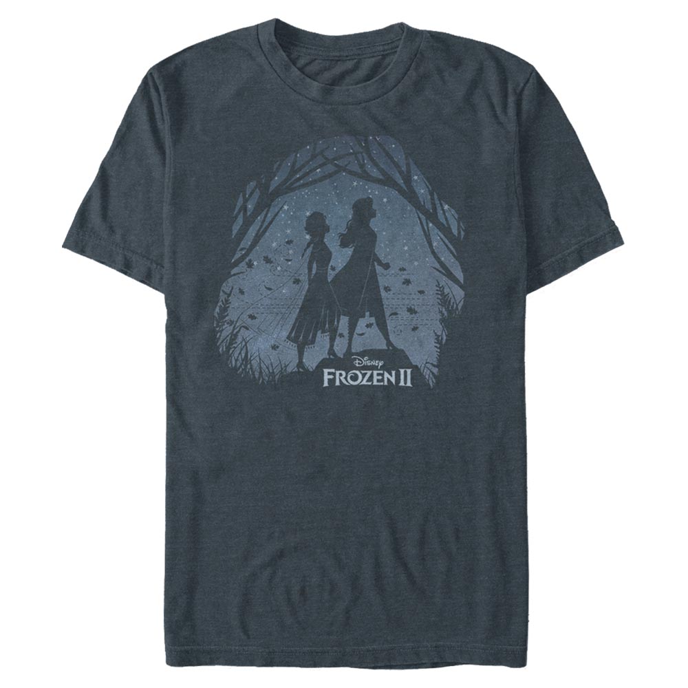 Aperçu: Disney - La Reine des neiges - Elsa & Anna Frozen2 Scenery - Homme T-shirt - Bleu marine chiné - Devant