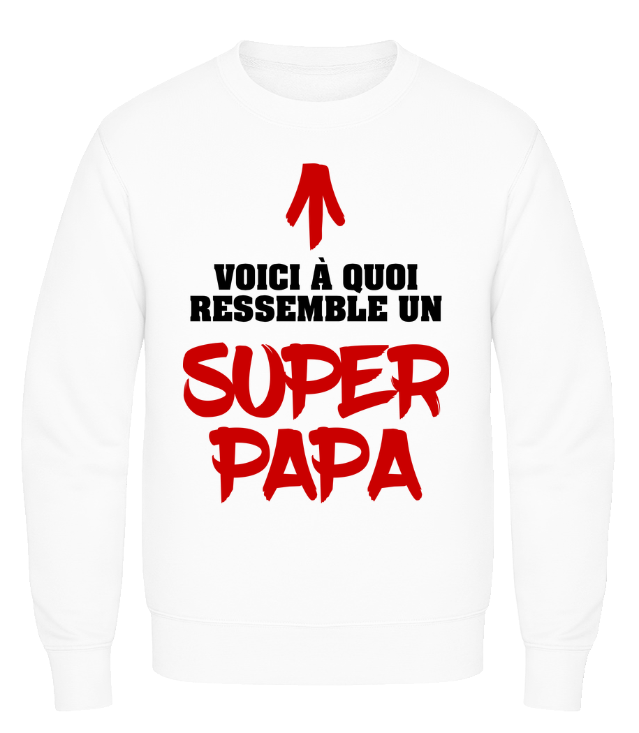 Voici Un Super Papa - Sweatshirt Homme AWDis - Blanc - Vorn