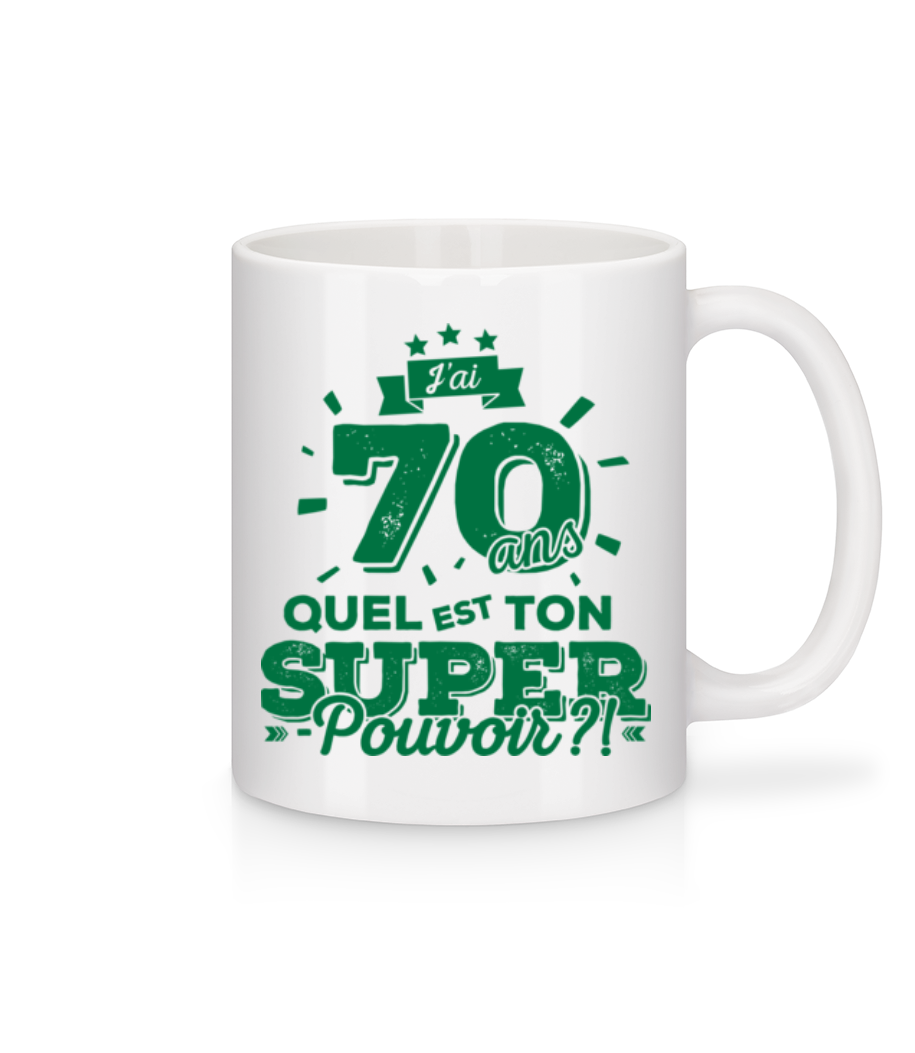 70 Ans Super Pouvoir · Mug en céramique blanc