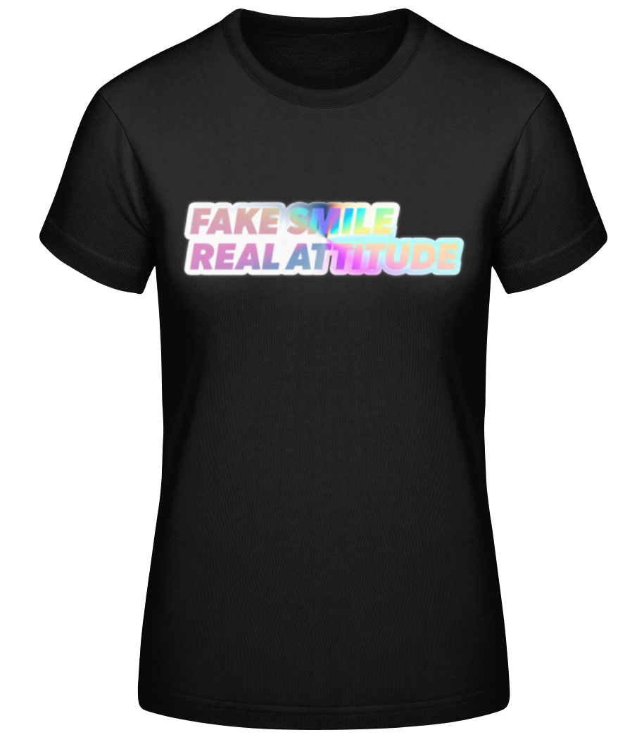Aperçu: Y2K Fake Smile Real Attitude - T-shirt standard Femme - Noir - Devant
