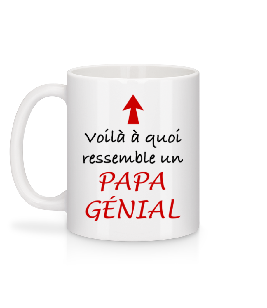 Papa Génial - Mug en céramique blanc - Blanc - Derrière