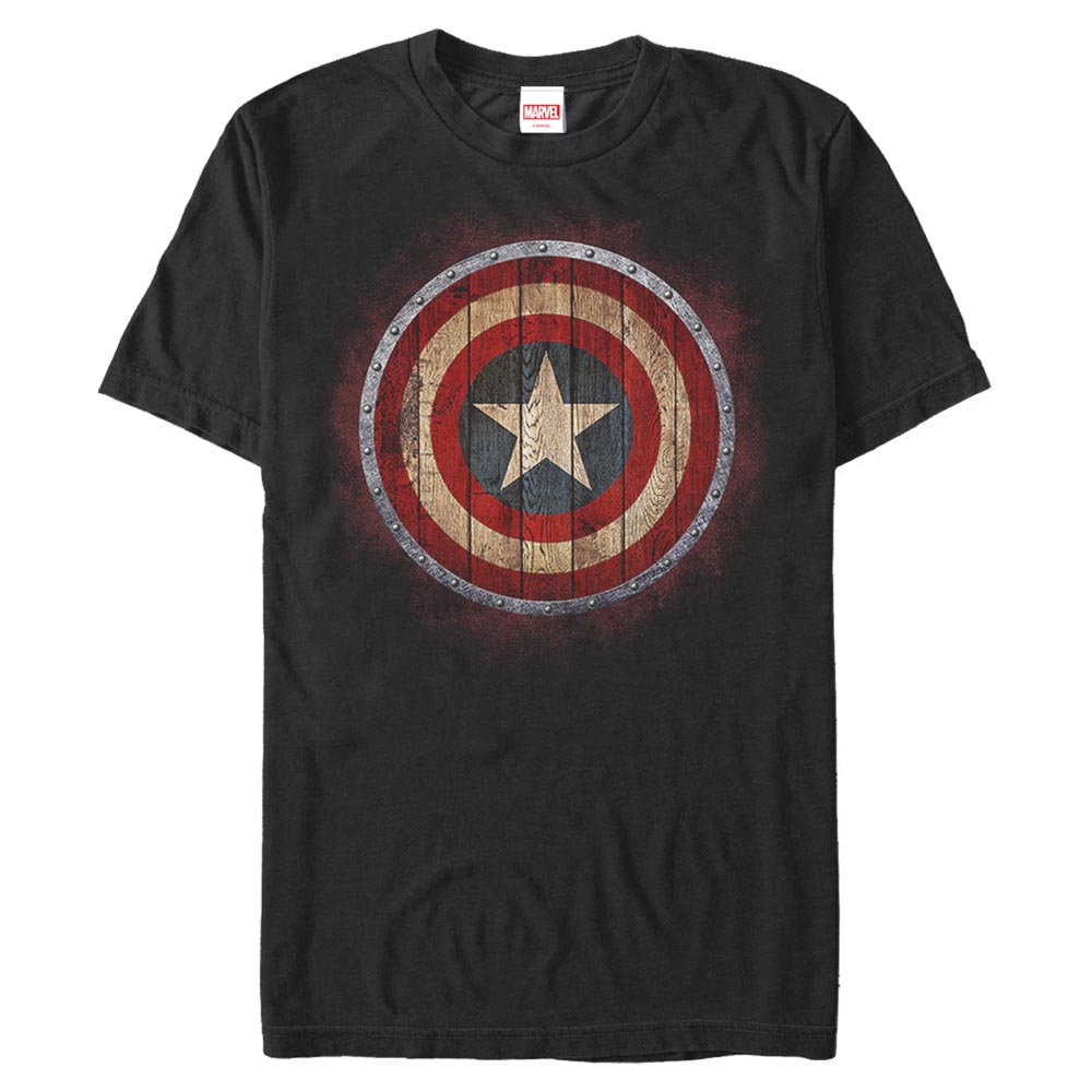 Marvel - Avengers - Captain America Wooden Shield - Homme T-shirt - Noir - Devant