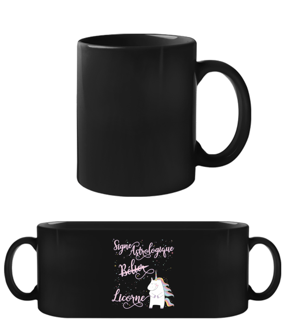 Signe Astrologique Licorne Bélier · Tasse Noire