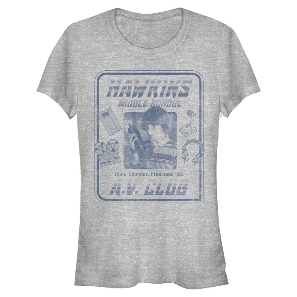 Aperçu: Netflix - Stranger Things - Mike Wheeler Mike Hawkins AV President - Femme T-shirt - Gris chiné - Devant
