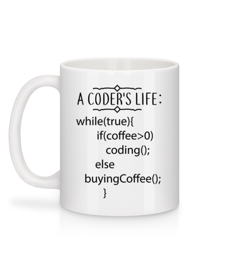 Aperçu: A Coder's Life Coffee - Mug en céramique blanc - Blanc - Derrière