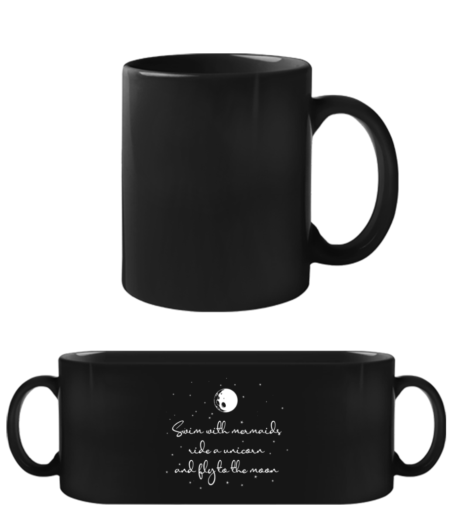 Mermaids Unicorn And Fly To The Moon · Tasse Noire