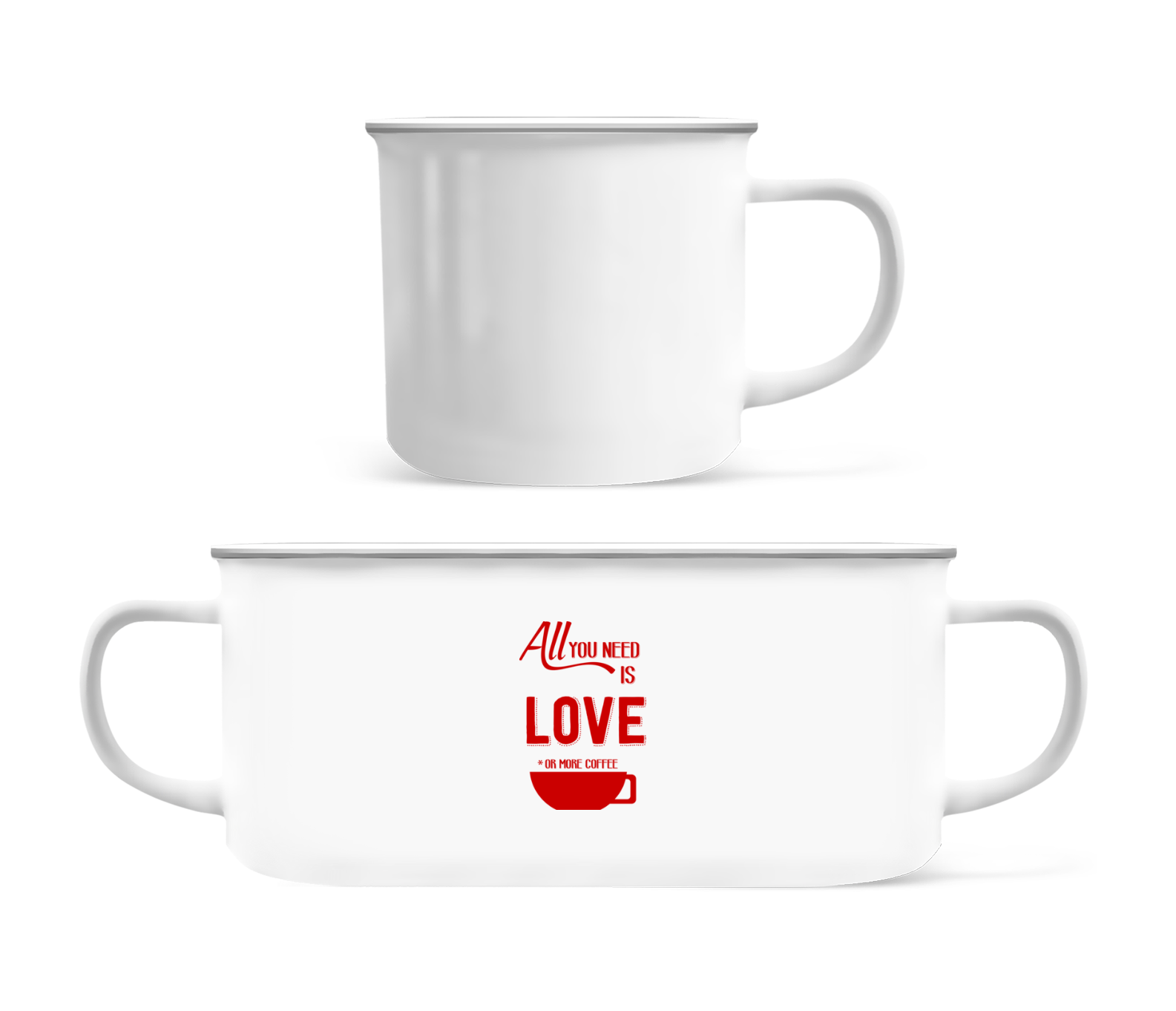 Aperçu: Love Or More Coffee - Tasse Émaillée - Blanc - Devant