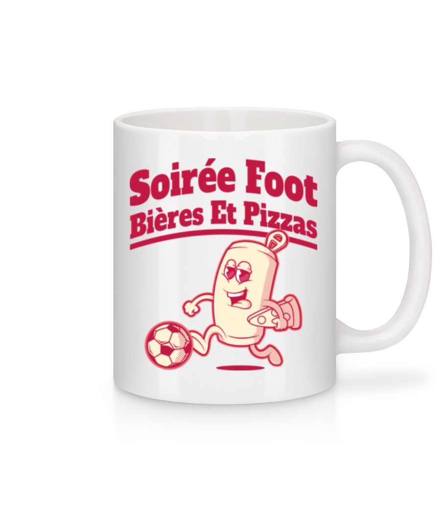 Soirée Foot Bières Et Pizzas · Mug en céramique blanc
