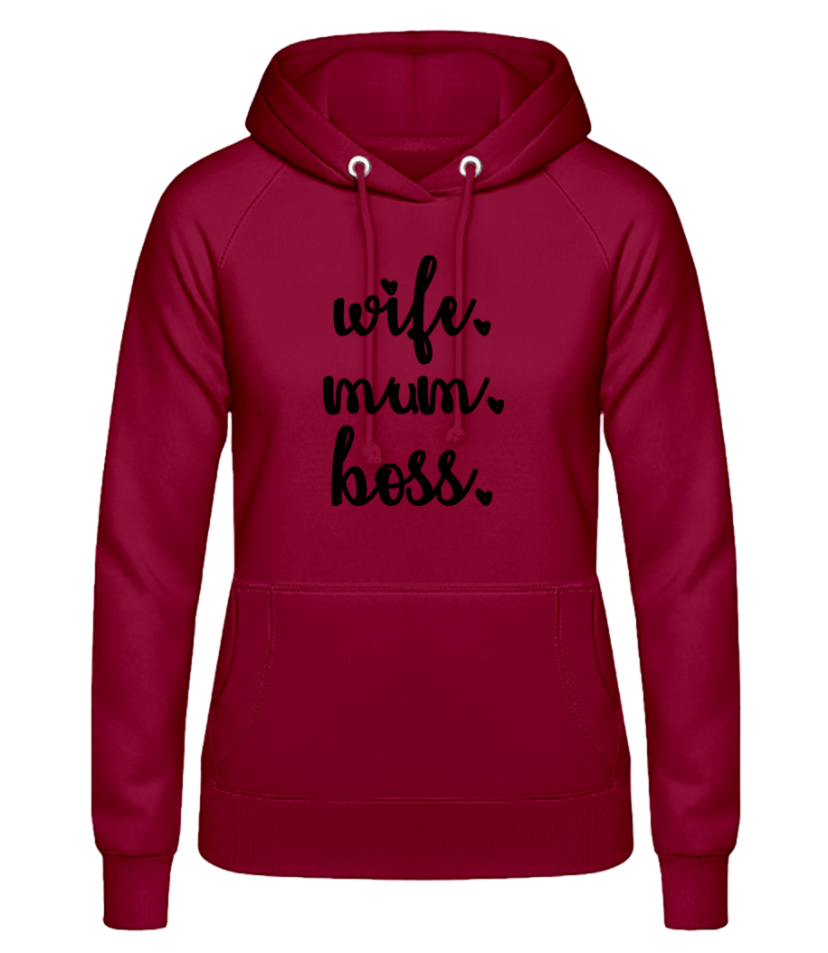 Motif Wife Mum Boss · Sweat à capuche basique pour femme