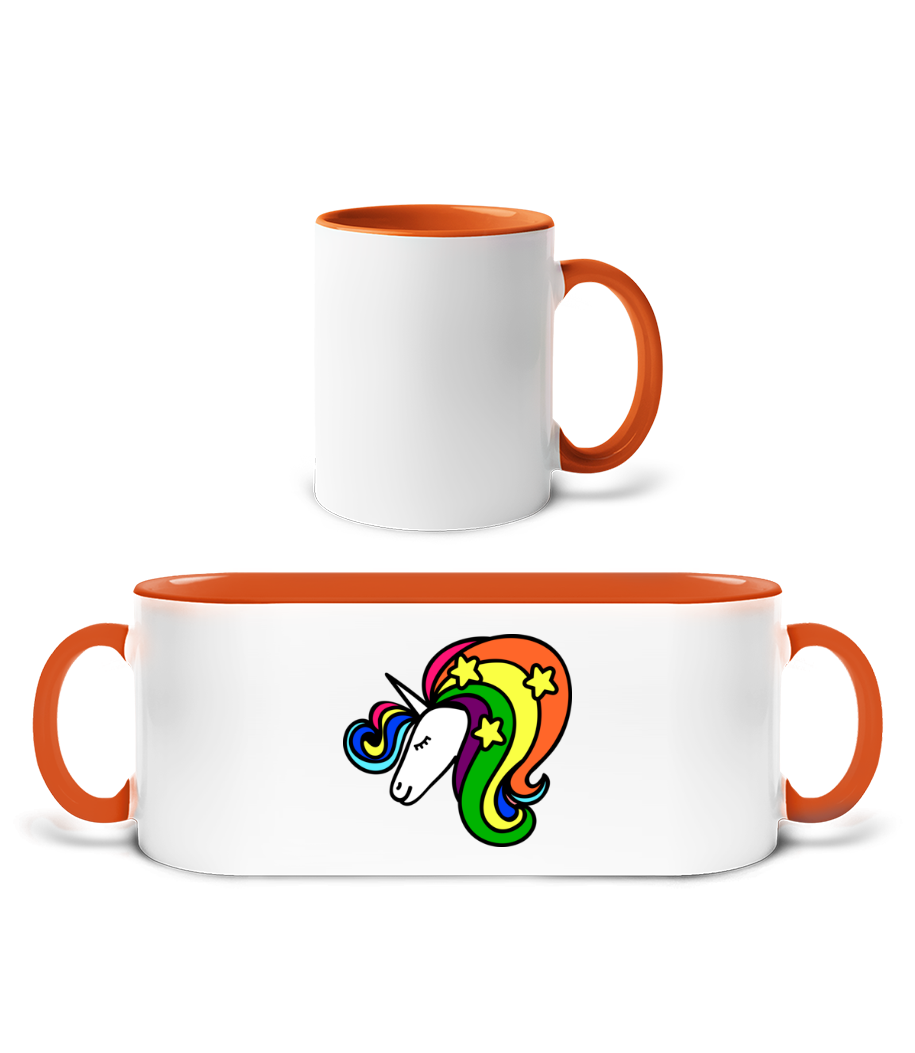 Unicorn Rainbow · Mug bicolore en céramique - intérieur de couleur