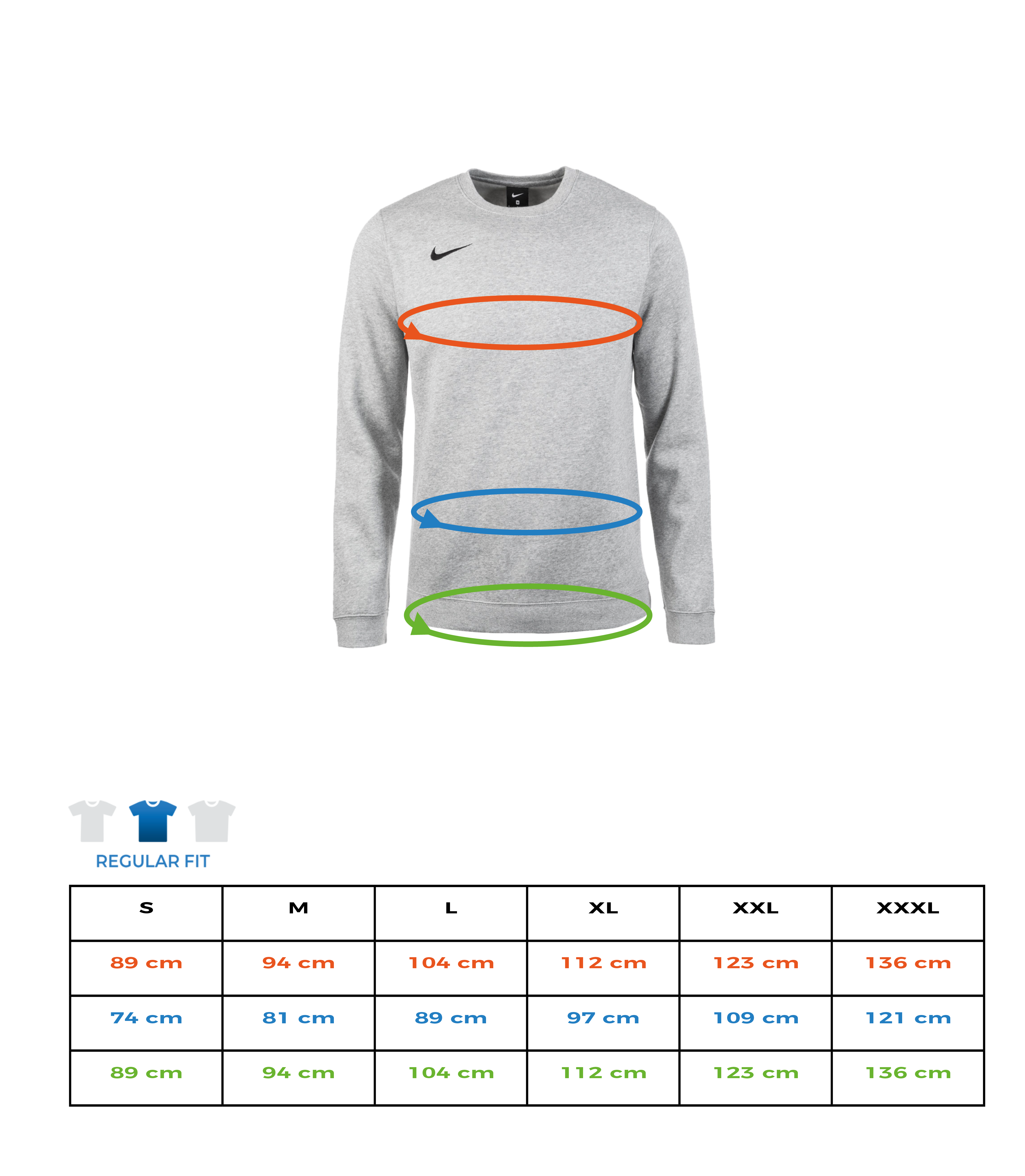 Aperçu: Männer Nike Park 20 Sweatshirt - Größentabelle