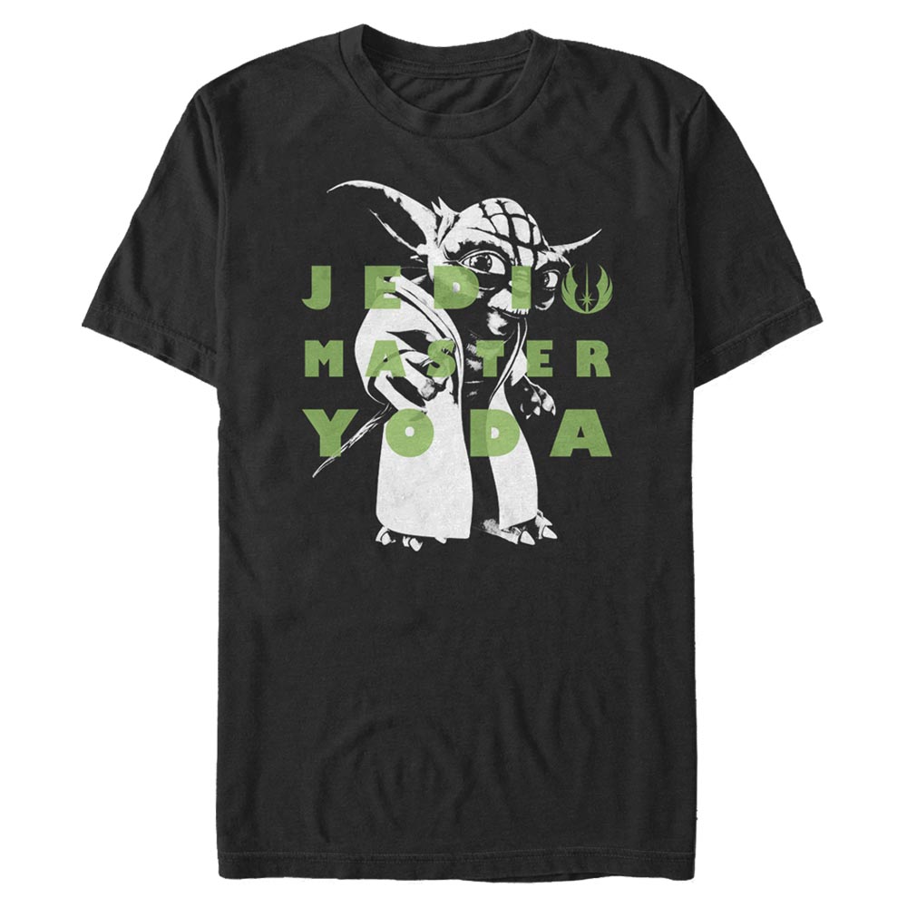 Star Wars - The Clone Wars - Yoda Text - Männer T-Shirt - Schwarz - Vorne