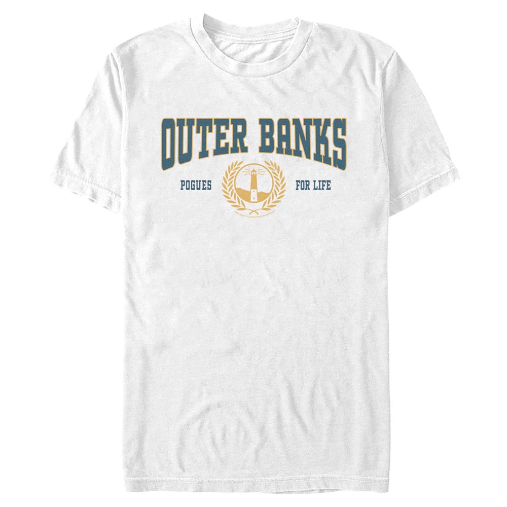 Aperçu: Netflix - Outer Banks - Logo Collegiate - Homme T-shirt - Blanc - Devant