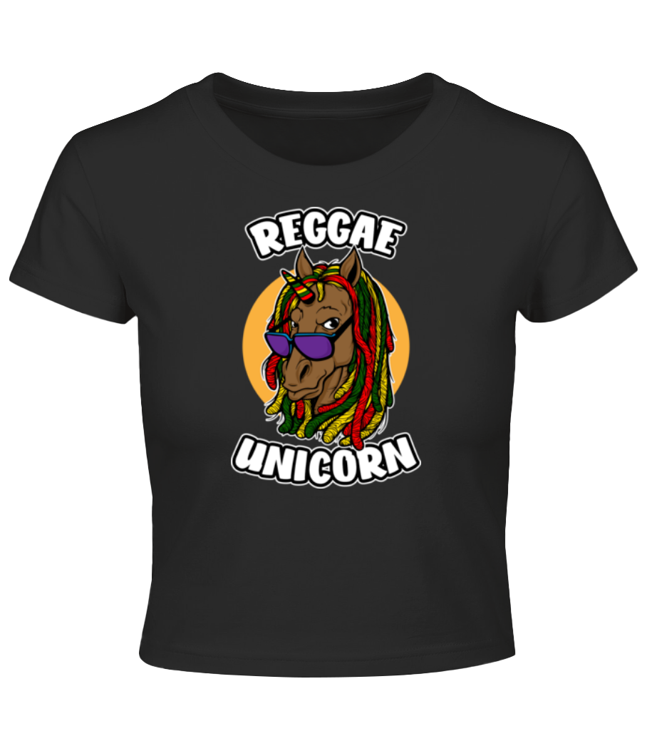 Reggae Unicorn - Crop T-Shirt - Schwarz - Vorne