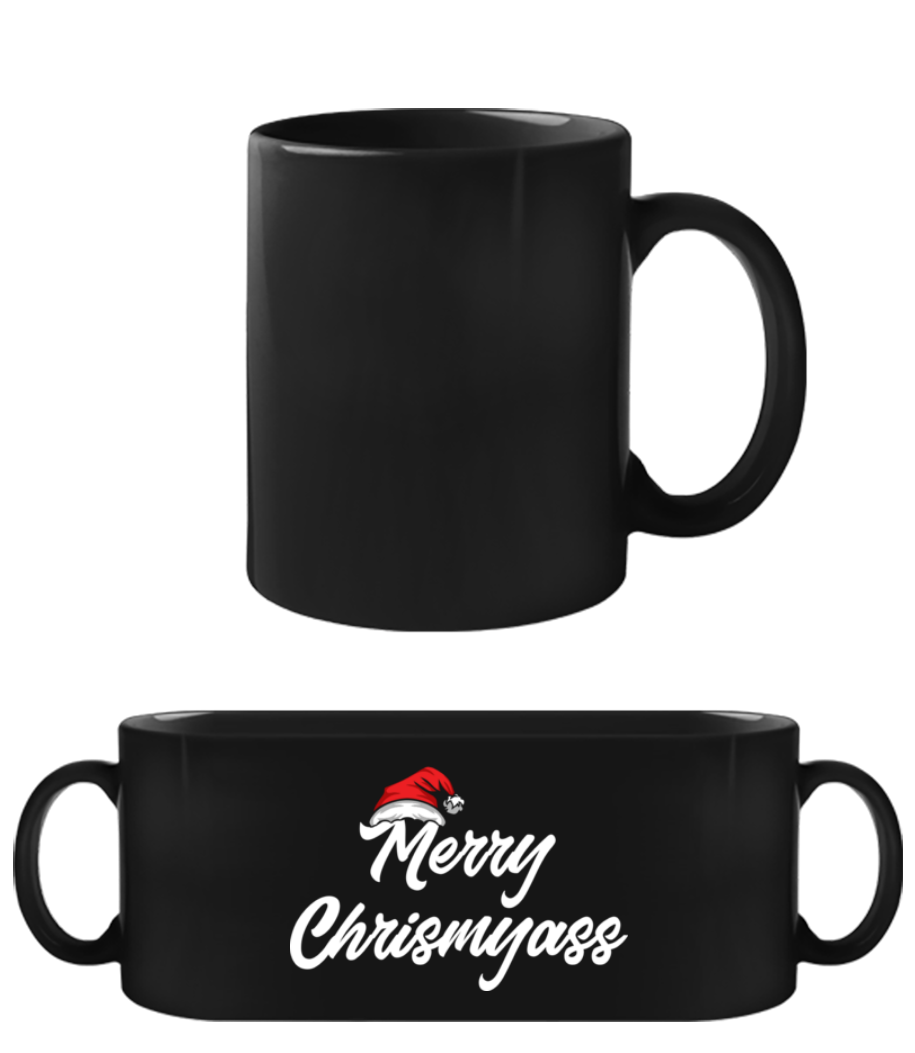 Merry Chrismyass - Schwarze Tasse - Schwarz - Vorne