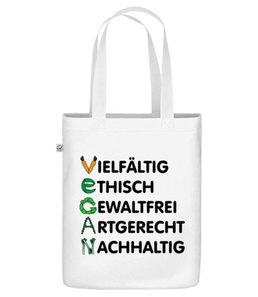 VEGAN - Bio Tasche - Weiß - Vorne