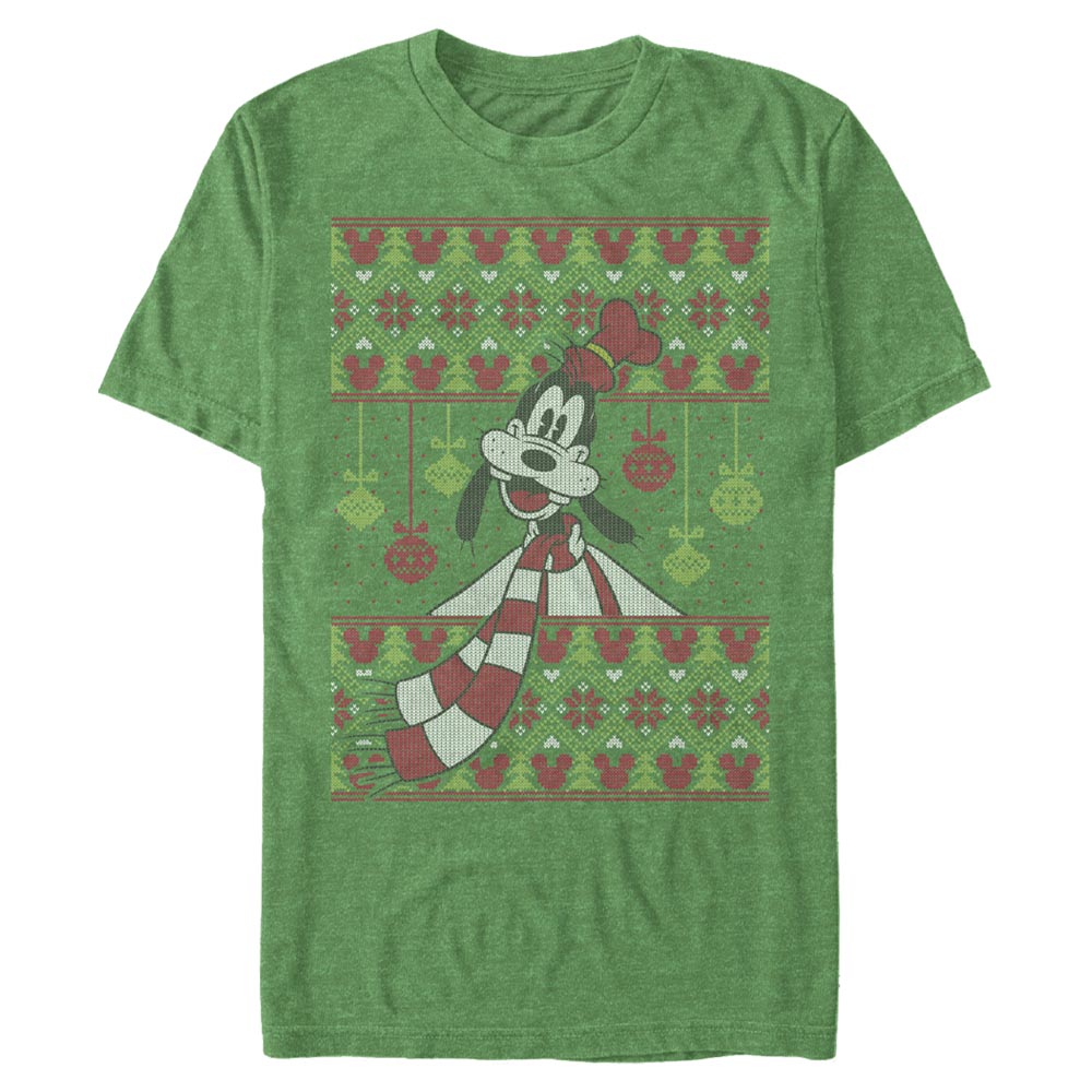 Aperçu: Disney Classics - Mickey Mouse - Goofy Ornament Sweater - Christmas - Homme T-shirt - Vert chiné - Devant