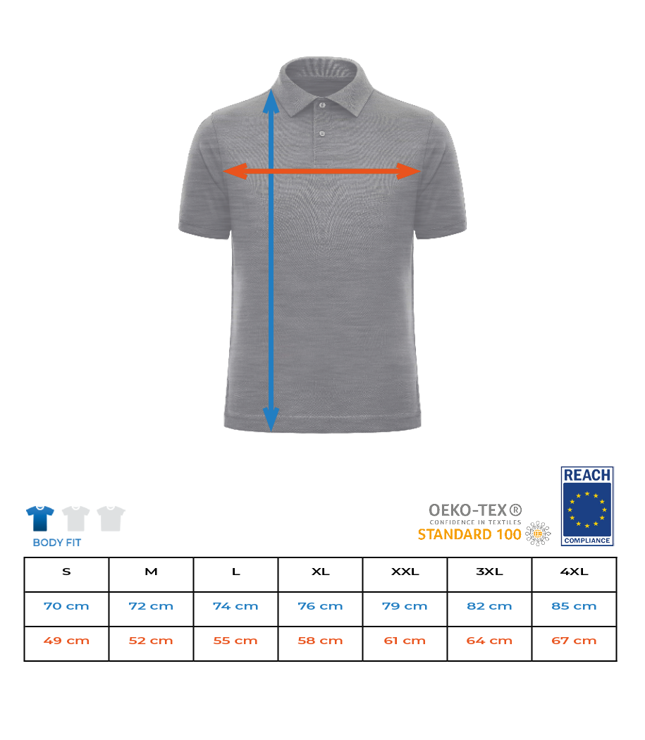 Aperçu: Polo Homme Slim Fit - Tableau des tailles