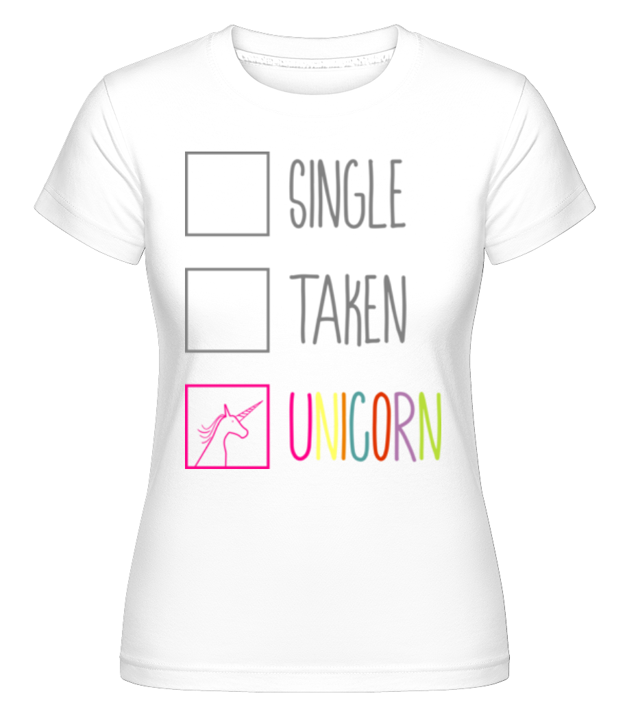 Aperçu: Single Taken Unicorn -  T-shirt Shirtinator femme - Blanc - Devant