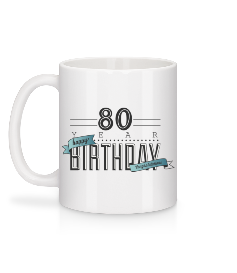 Aperçu: 80 Birthday Sign - Mug en céramique blanc - Blanc - Derrière
