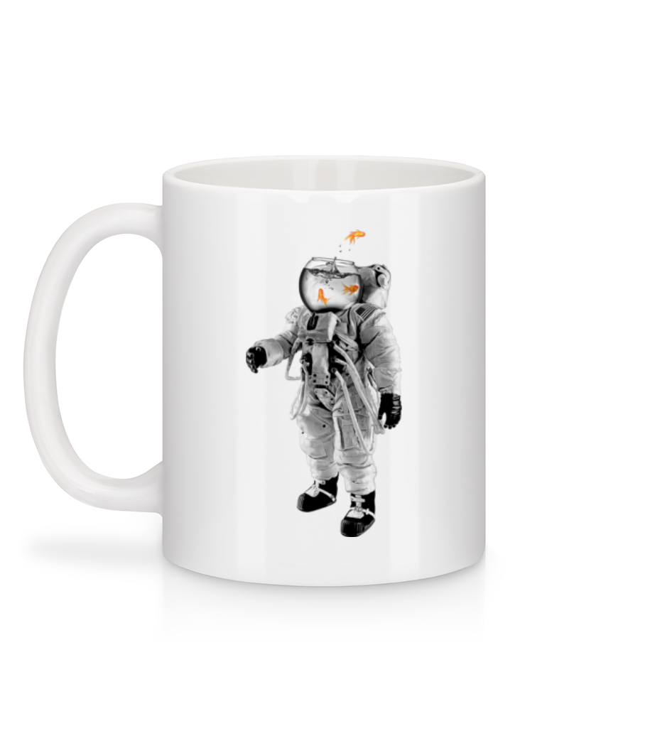 Astronaute Poisson Rouge - Mug en céramique blanc - Blanc - Derrière