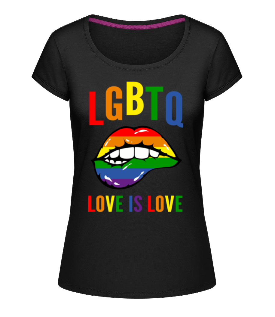 LGBTQ Love Is Love · T-shirt col en U Femme
