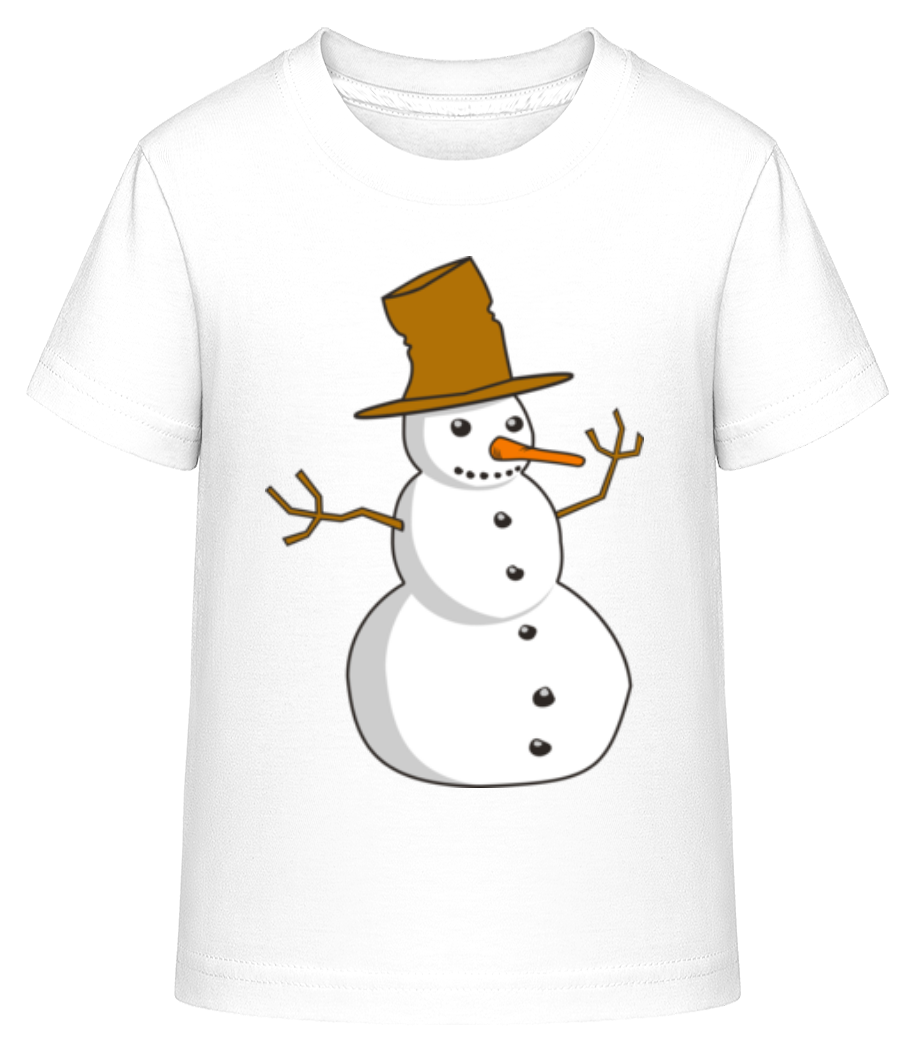 Aperçu: Bonhomme De Neige Avec Chapeau - T-shirt shirtinator Enfant - Blanc - Devant