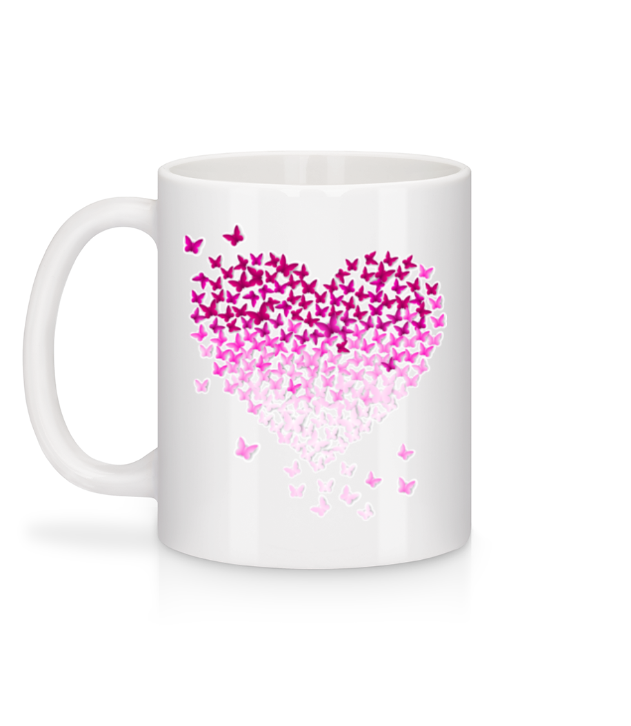 Aperçu: Cœur Papillons - Mug en céramique blanc - Blanc - Derrière