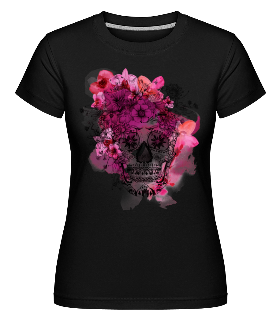 Aperçu: Día de los Muertos Crâne -  T-shirt Shirtinator femme - Noir - Devant