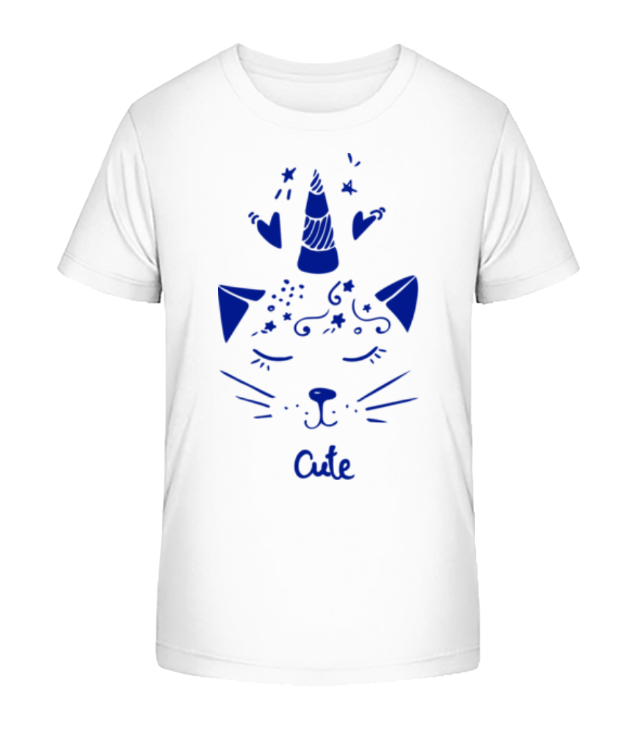 Cute Unicorn Cat - T-shirt bio Enfant Stanley Stella 2.0 - Blanc - Devant