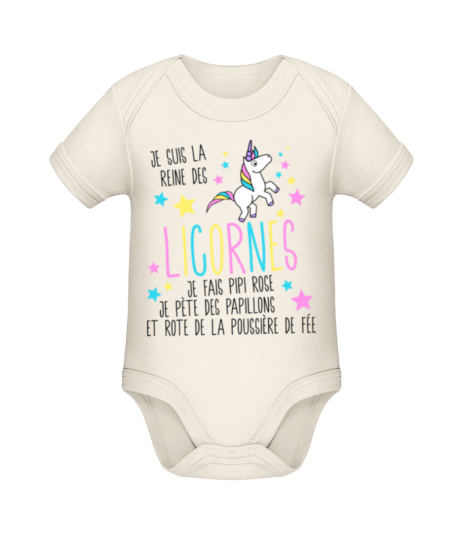 Je Suis La Reine Des Licornes · Body manches courtes bio
