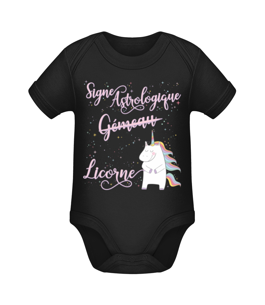 Signe Astrologique Licorne Gémeau · Body manches courtes bio