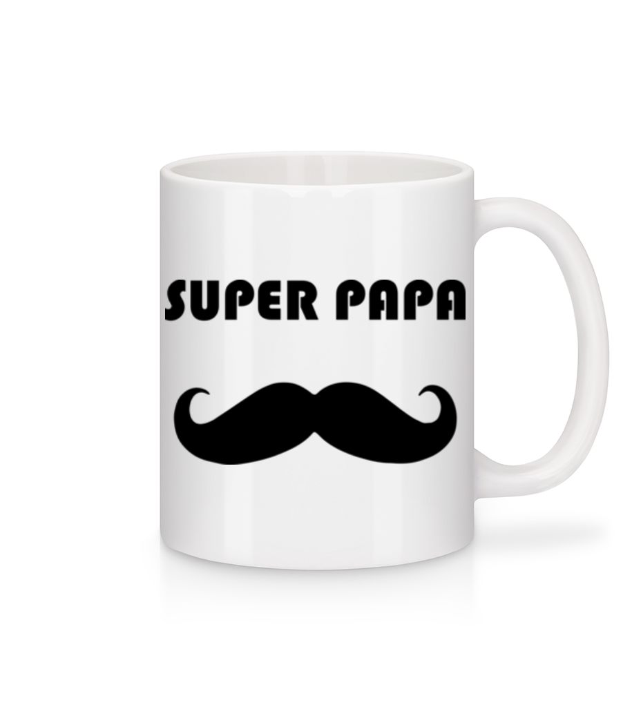Super Papa Mustache · Mug en céramique blanc