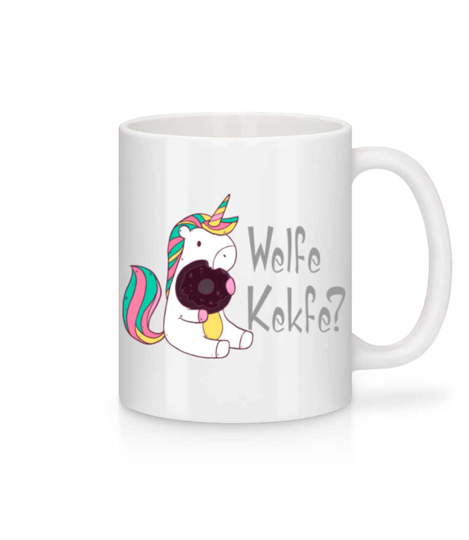 Vorschau: Einhorn Welfe Kekfe? - Tasse - Weiß - Vorne
