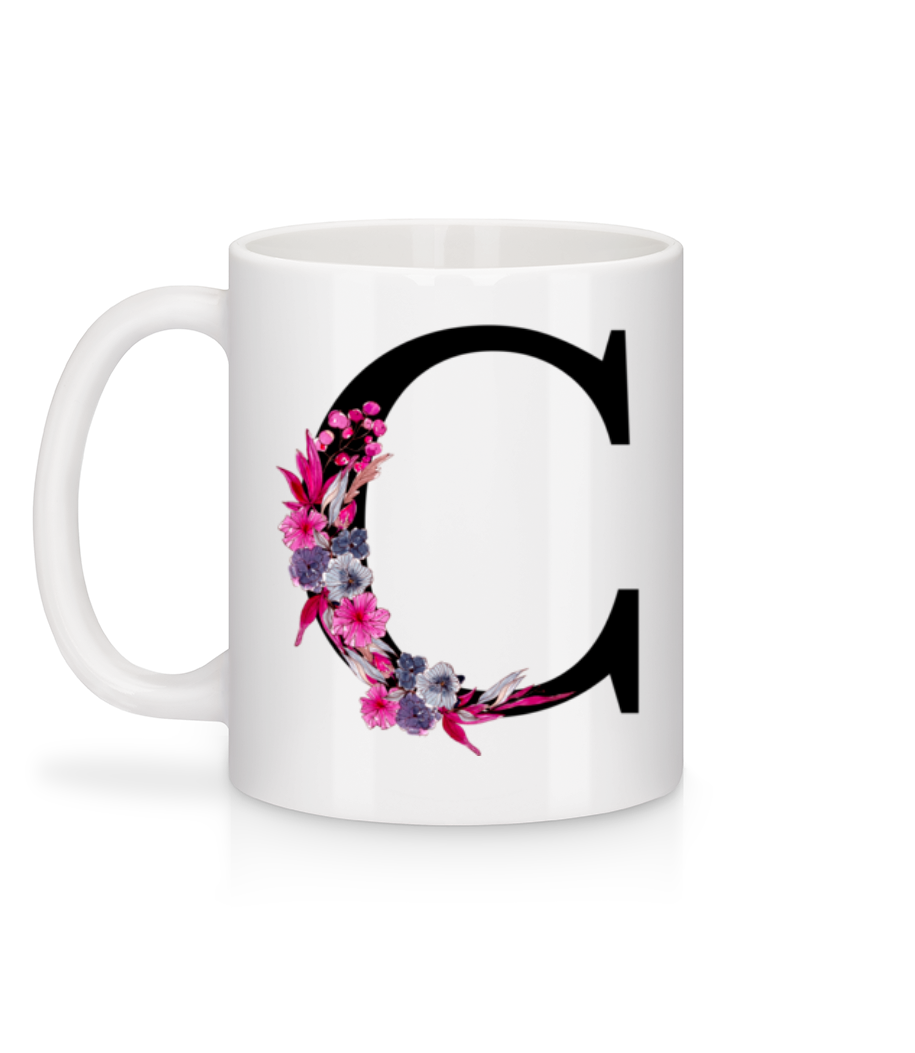 Aperçu: Fleurs Initiale C - Mug en céramique blanc - Blanc - Derrière