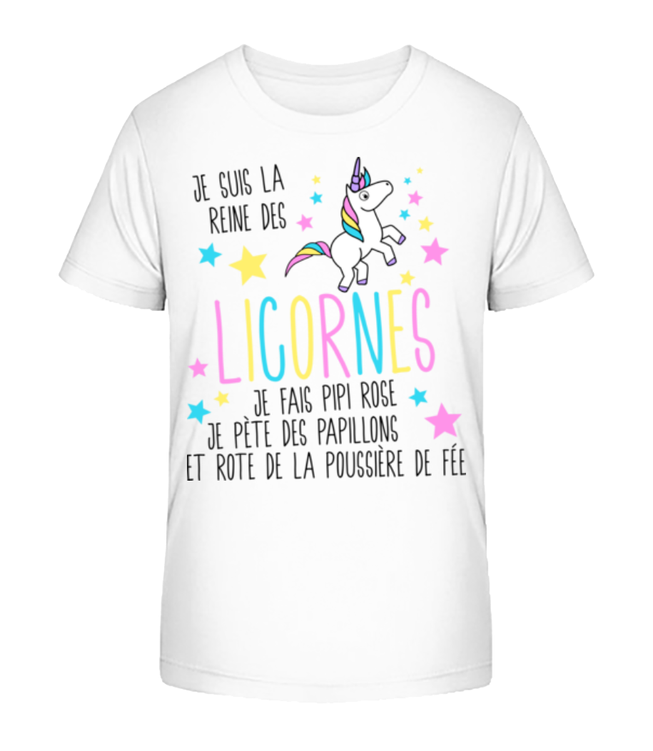 Aperçu: Je Suis La Reine Des Licornes - T-shirt bio Enfant Stanley Stella 2.0 - Blanc - Devant