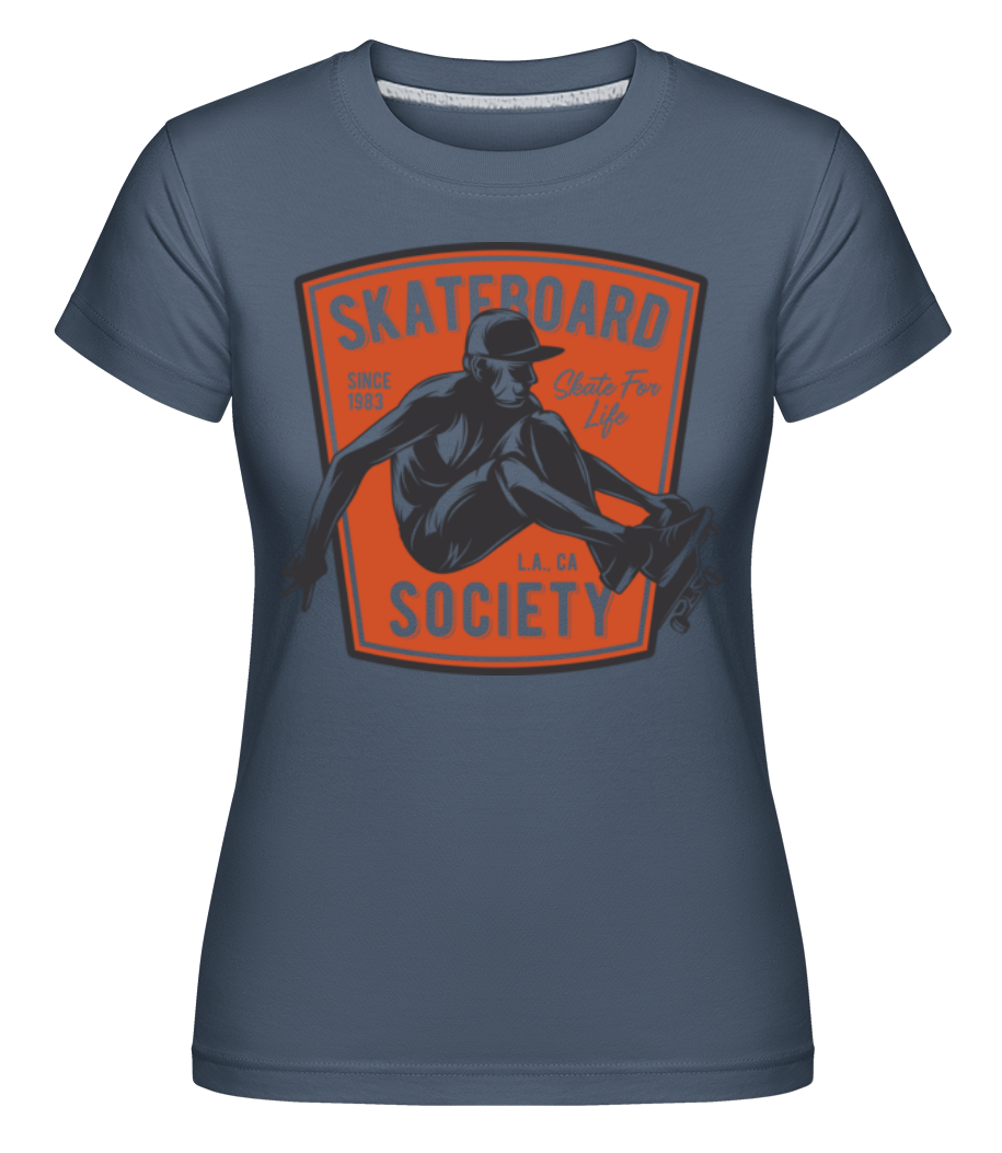 Aperçu: Skateboard Society -  T-shirt Shirtinator femme - Bleu denim - Devant