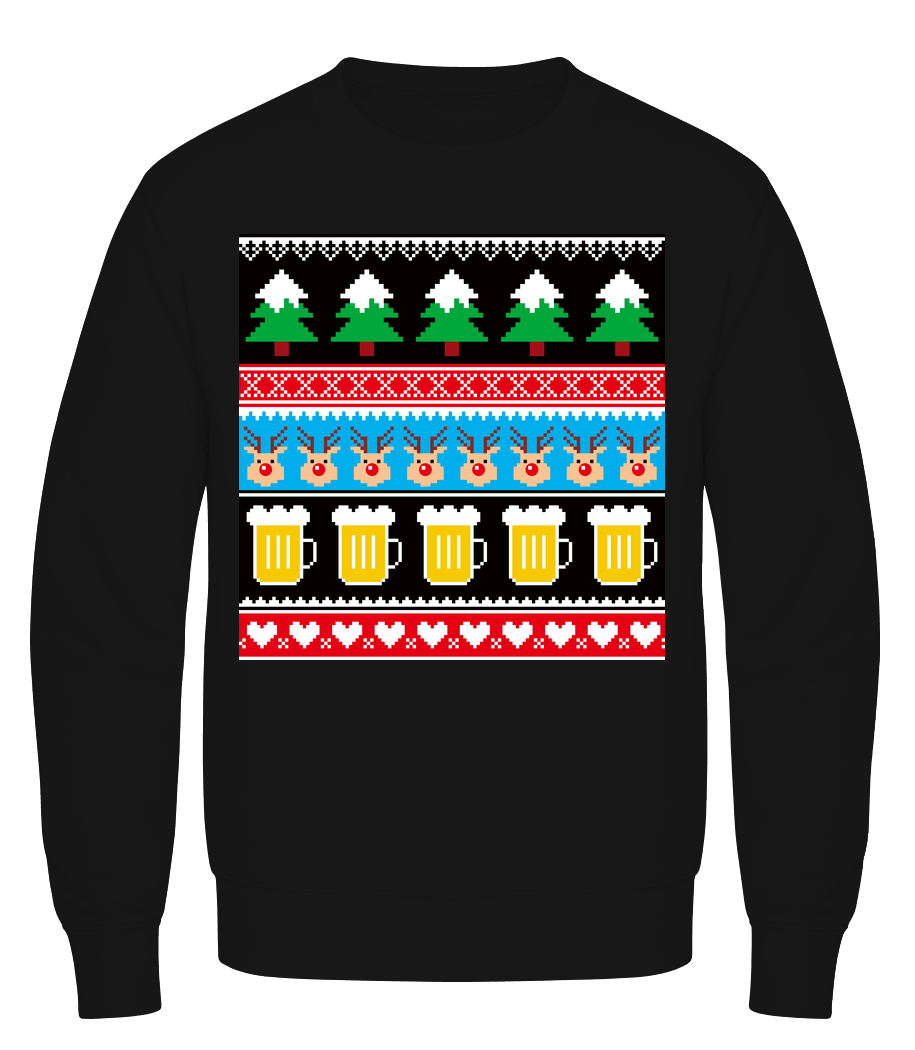 Aperçu: Ugly Christmas Symbols - Sweatshirt Homme AWDis - Noir - Vorn