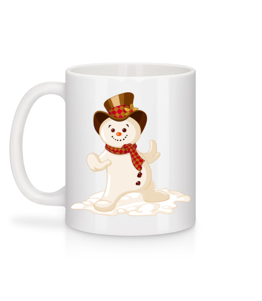 Bonhomme De Neige Avec Chapeau - Mug en céramique blanc - Blanc - Derrière