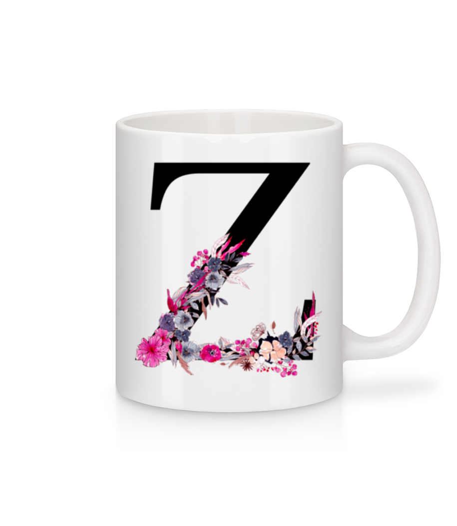 Fleurs Initiale Z - Mug en céramique blanc - Blanc - Devant